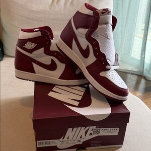 Nike High-Top Sneakers in Burgundy and White